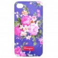 GOEGTU elegante flor padrão protetora ABS Back Case para iPhone 4 - roxo