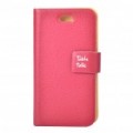 Elegante protetor PU Table Talk virar caso de couro para iPhone 4 - vermelho escuro