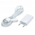 Adaptador de energia CA + Kit de cabo de dados/carregamento para iPod/iPhone 3GS/4 - branco