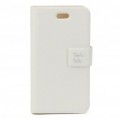 Elegante protetor PU couro Case para o iPhone 4 - branco