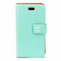Elegante protetor PU couro Case para o iPhone 4 - azul claro