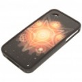 Elegante Gears Star padrão Silicone Frame plástico volta caso protetor para iPhone 4 - preto