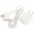 Adaptador de energia CA + cabo de dados/carregamento USB para iPad/iPhone 4 - branco