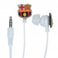 Na moda Barcelona Badge Mini auricular almofada estilo voz Stereo Earphone - branco + vermelho
