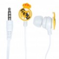 Na moda Real Madrid Badge Mini auricular almofada estilo voz Stereo Earphone - branco + amarelo