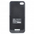 Compact 2200mAh externo Emergncia Power bateria Back Case para iPhone 4 - preto