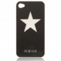Elegante estrela padrão multicolor LED plástico volta caso protetor para iPhone 4 - preto (1 x CR2016)