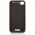 2300mAh recarregável externo bateria Back Case para iPhone 4 - preto
