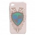 Elegante Firebird bordado caixa protectora para iPhone 4 - branco + ouro + Azury + azul