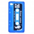 Michael Jackson padrão Cassette Tape estilo Soft Silicone volta caso protetor para iPhone 4 - azul