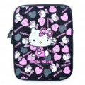 Adorável Hello Kitty padrão dupla com zíper protetora Soft Pouch Bag para iPad 2 - Pink + preto