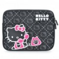 Elegante Hello Kitty padrão duplo com zíper protetora Soft Pouch Bag para iPad 2 - preta