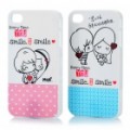 Romântico casos de casal amante protetora para iPhone 4/4S - azul + Pink (2 pedaço Pack)