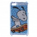 Brilhando Rhinestone Doggy padrão plástico volta caso protetor para iPhone 4