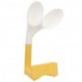 Bonito Coelho orelha Analog acústico Horn Stand amplificador falante para iPhone 4 / 4S - branco + amarelo