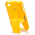 Criativa PVC Kickstand transformador volta caso protetor para iPhone 4 - amarelo