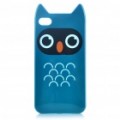 Bonito Cartoon Coruja estilo TPU caixa protectora com o protetor do protetor de tela para iPhone 4/4S - Green Blue