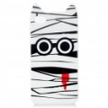 Bonito Mummy estilo TPU caixa protectora com o protetor do protetor de tela para iPhone 4/4S - branco + preto