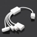 4-em-1 USB macho para USB Mini / Micro USB / Apple 30pin / leitor de cartão Micro SD cabo (21 cm)