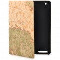 Mar gráficos padrão protetor plástico titular PU couro Case c / tampa inteligente para iPad 2 - Brown