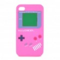 Jogo menino estilo protetora Case de Silicone para iPhone 4 - Pink