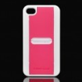 Slip Sheets volta caso protetor c / protetor de tela para iPhone 4 / 4S - branco + Rosa