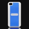 Slip Sheets volta caso protetor c / protetor de tela para iPhone 4 / 4S - branco + azul