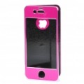 Ligas de alumínio protetora frente / trás capa adesivos c / protetor de tela para iPhone 4 / 4S - Deep Pink
