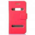 Ultra protetora Flip-aberto PU couro Case para o iPhone 4 - vermelho