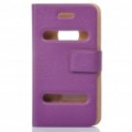 Ultra protetora Flip-aberto PU couro Case para o iPhone 4 - roxo