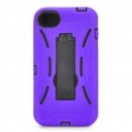 Elegante caixa protectora Standable para iPhone 4S - preto + roxo