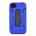 Elegante caixa protectora Standable para iPhone 4S - preto + azul