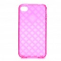 TPU volta caso protetor para iPhone 4 /4S - transparente Deep Pink