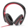 Kanen IP-780 na orelha auscultadores estéreo com microfone para iPhone - preto + vermelho (3.5 mm Jack/145 cm-cabo)