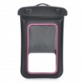 Saco impermeável universal com braçadeira de encaixe para o iPhone / celular - Black + Deep Pink