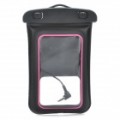 Saco impermeável universal c / fone de ouvido / braçadeira de encaixe para o iPhone / celular - Black + Deep Pink