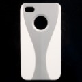 Exclusivo copo padrão de PC caso protetor para iPhone 4 / 4S - prata + branco