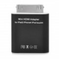 Super Mini 1080P HDMI adaptador para iPad/iPhone 4/iPod Touch - preto