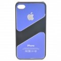 Alumínio liga de volta caso protetor para iPhone 4 / 4S - azul + preto