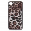 3D Leopard estilo protetor PU couro Case para o iPhone 4 - café + preto
