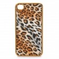 3D Leopard estilo protetor PU couro Case para o iPhone 4 - amarelo + ouro