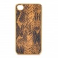 3D Snake Skin estilo protetor PU couro Case para iPhone 4 - dourado + preto