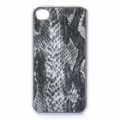 3D Snake Skin estilo protetor PU couro Case para o iPhone 4 - branco + preto