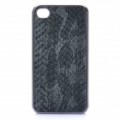 3D Snake Skin estilo protetor PU couro Case para o iPhone 4 - preto