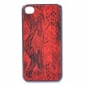 3D Snake Skin estilo protetor PU couro Case para o iPhone 4 - vermelho + preto