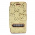 capa protetor de couro sintético com ímã fivela para iPhone 4 / 4S - dourada