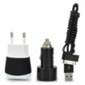 Adaptador carregador CA + carregador + USB Data & Charging Cable para iPad / iPhone - Black