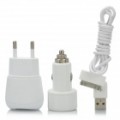 Adaptador carregador CA + carregador + USB Data & Charging Cable para iPad / iPhone - branco