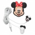 Bonito Cartoon Minnie Mouse estilo cabo de fone de ouvido com microfone para iPhone 4 - branco + preto + vermelho