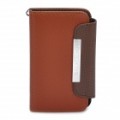 KALAIDENG protetora PU couro Flip-Open Case para iPhone 4 / 4S - marrom